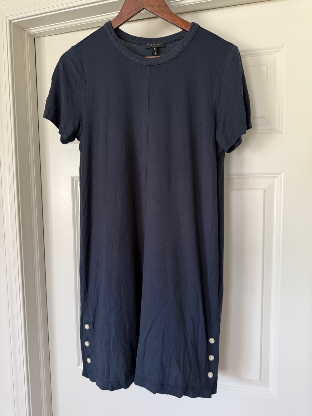 rag & bone Allegra Navy Short Sleeve shirt Dress with Side Buttons